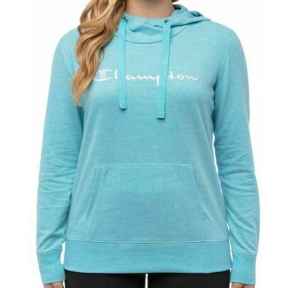 champion light blue hoodie womens